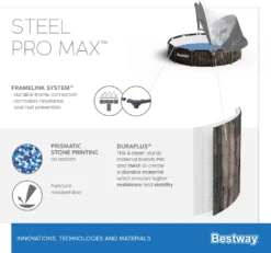 Bestway® Steel Pro MAX™ Frame Pool Set Mit Filterpumpe + Verdeck Ø 366 X 122 Cm, Lichtgrau, Rund -Bestintex Geschaft 73fb8fd1b946522f0e6e693bb7af4fff
