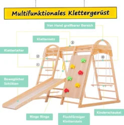 7in1 Klettergerüst Indoor, Outdoor Kletterwand Mit Schaukel Kletterleiter Rutsche Klettersteig Ein Netz Zum Klettern Ringe, Multifunktion Klettergerüste Für Kinder Ab 3 Jahre -Bestintex Geschaft 756f56cb126d75a9b25c3b2f52f7f46d