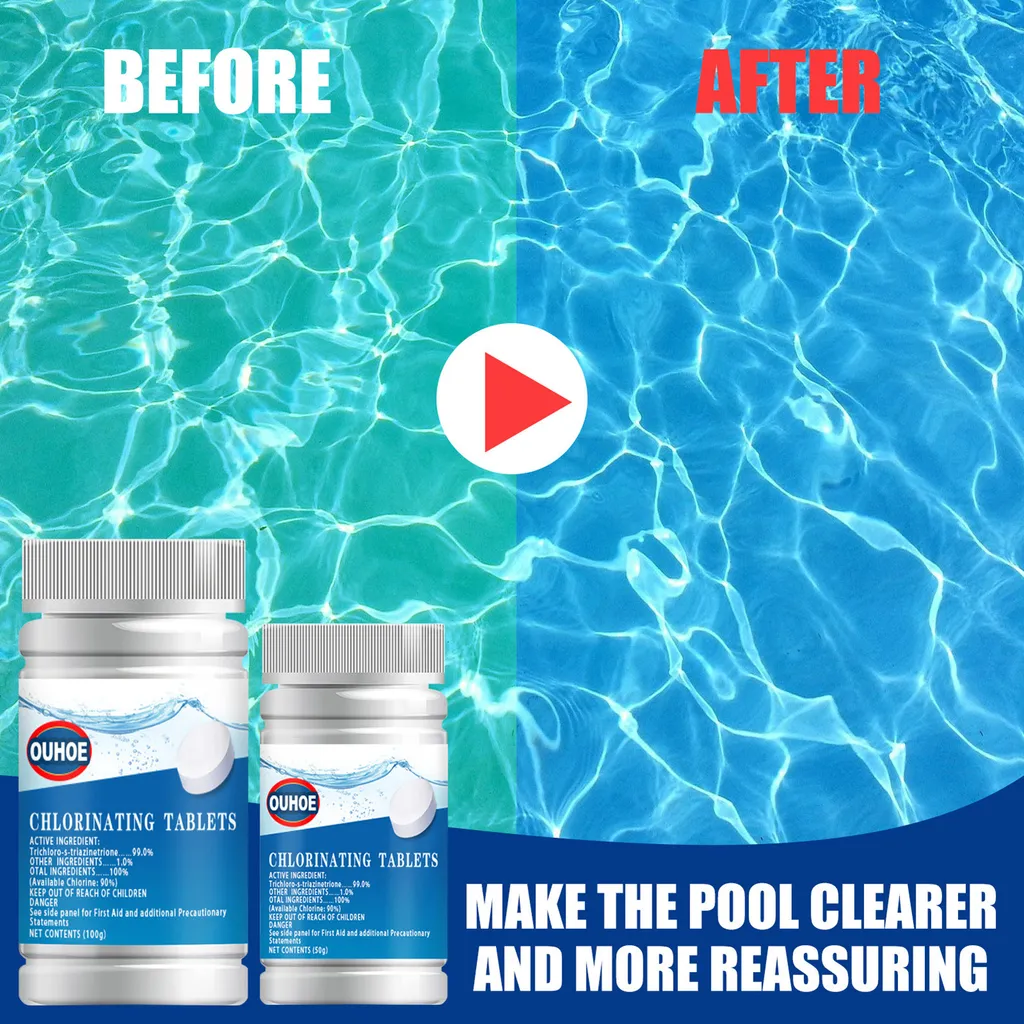 100g Pool Chlor Tabletten, Chlortabletten Für Pool Für Schnelldesinfektion Bei Wasserproblemen Im Pool 5 100g Pool Chlor Tabletten, Chlortabletten Für Pool Für Schnelldesinfektion Bei Wasserproblemen Im Pool – Bild 3