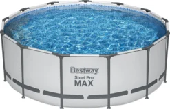 Bestway® Steel Pro MAX™ Frame Pool Komplett-Set Mit Filterpumpe Ø 396 X 122 Cm, Lichtgrau, Rund