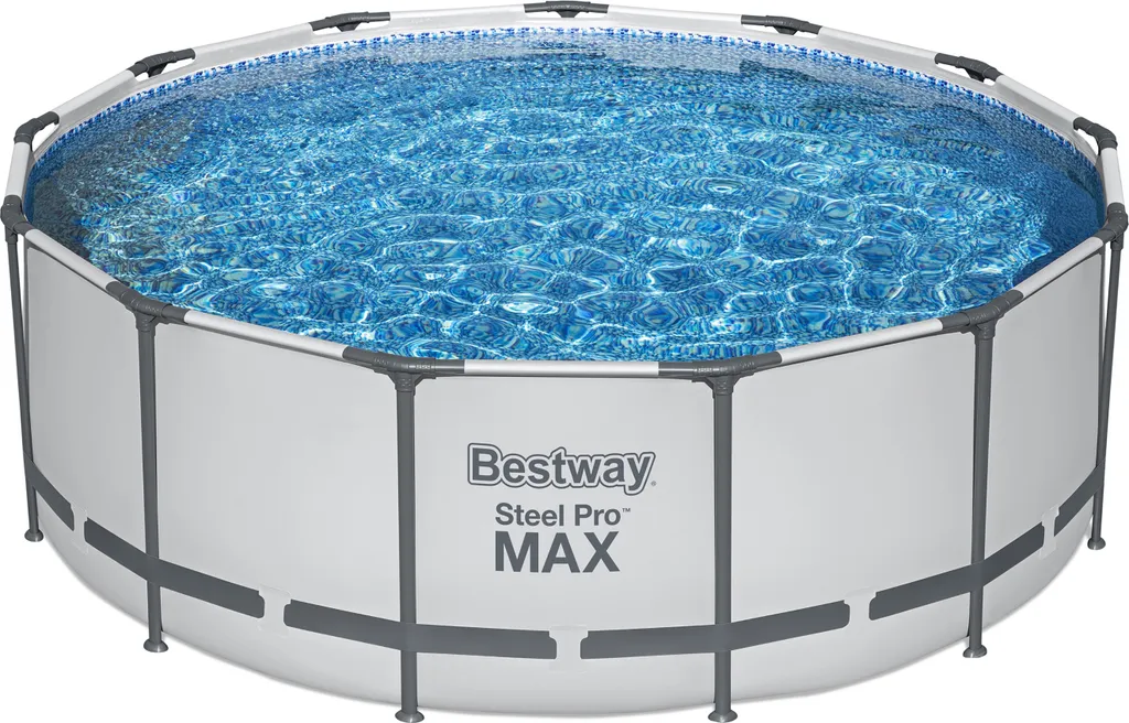Bestway® Steel Pro MAX™ Frame Pool Komplett-Set Mit Filterpumpe Ø 396 X 122 Cm, Lichtgrau, Rund 3 Bestway® Steel Pro MAX™ Frame Pool Komplett-Set Mit Filterpumpe Ø 396 X 122 Cm, Lichtgrau, Rund