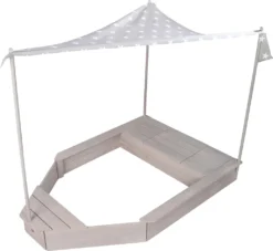 Roba Sandkasten-Schiff, Kinder-Outdoor-Sandkasten Aus Wetterfestem Massivholz, Inkl. Sonnendach
