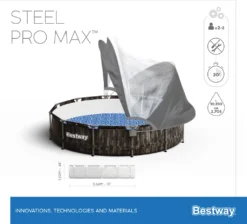Bestway® Steel Pro MAX™ Frame Pool Set Mit Filterpumpe + Verdeck Ø 366 X 122 Cm, Lichtgrau, Rund -Bestintex Geschaft 764dbe59e2d604168c2f7edfd2fd8007