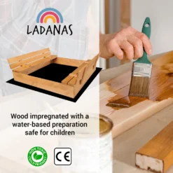 Ladanas® Sandkasten Holz- 140 X 140- Mit Faltbaren Bänken XXL& Verstellbarem Dach- UV50- Sandkiste Kinder & Imprägniert & Sonnendach (grün) -Bestintex Geschaft 767bae7f111bf7dff2ff14273be6e325