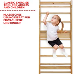 Physionics® Sprossenwand Aus Holz - Für Kinder Und Erwachsene, 195x80x14cm,100kg Max- Kletterwand, Turnwand, Klettergerüst -Bestintex Geschaft 78d63c6c15ca5325cef10e3b5a601350