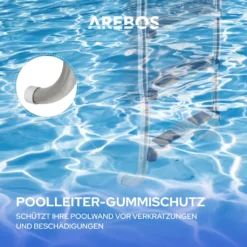 AREBOS Edelstahl Poolleiter, Mit Antirutschpads Auf Den Sprossen, Einstiegsleiter Silber, Einbauleiter 4 Stufen -Bestintex Geschaft 7ab54768c1bb7078f2209b47807f95e6