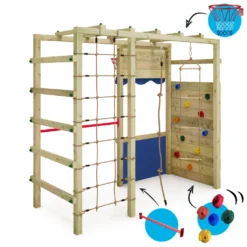 WICKEY Klettergerüst Spielturm Smart Action Gartenspielgerät Mit Kletterwand & Spiel-Zubehör - Blau -Bestintex Geschaft 7ca0e1a211dc3da49ff2ec46f14f3d9b