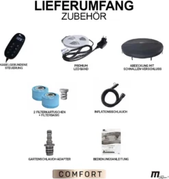 Miweba MSpa Whirlpool Comfort Starry C-ST061 - Indoor & Outdoor-Whirlpool - Aufblasbar Mit LED Beleuchtung - 6 Personen - UV-C Filter - Anti-Frost-System - Verschließbare Poolabdeckung -Bestintex Geschaft 80e6da7608eca02cb6ca03b69d3ebe51