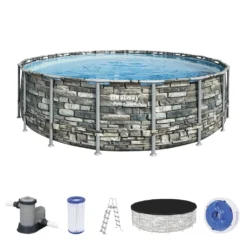 Bestway® Power Steel™ Aufstellpool Komplett-Set Mit Filterpumpe Ø 549 X 132 Cm Steinwand-Optik (Naturstein), Rund 13 Bestway® Power Steel™ Aufstellpool Komplett-Set Mit Filterpumpe Ø 549 X 132 Cm Steinwand-Optik (Naturstein), Rund -Bestintex Geschaft 81937ed2f5ce86d0e7bca9c446a3709a