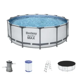 Bestway Steel Pro Max™ Frame Pool Komplett-Set, Rund, 427x122cm, 5612X -Bestintex Geschaft 83e7a53e01c0f9ba99c5ca02c4fcda28