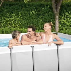 Bestway 56456 Oberirdischer Rechteckiger Pool Power Steel 412x201x122cmHöhe (cm): 122, Breite (cm): 201, Länge (cm): 412, Gestalten: Rechteckig, Maße: 4 - 4,99 M, Filterpumpe: 58383 -Bestintex Geschaft 8446e396490174f126498267c6bf087b