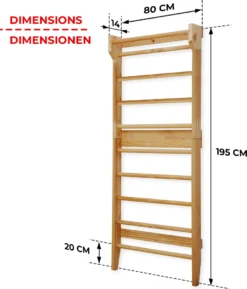 Physionics® Sprossenwand - Mit/ohne Klimmzugstange, Für Kinder /Erwachsene, 195x80x14cm, Holz - Kletterwand, Turnwand, Klettergerüst (mit Klimmzugstange) -Bestintex Geschaft 84ed2fc2223186afaf738ba5a4c3182c 1