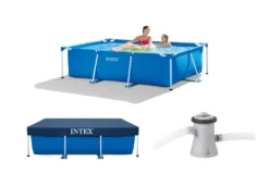 Intex Family Pool - 220x150x60 Cm - Metal Frame - Stahlrahmen - Blau - Mit Zubehör