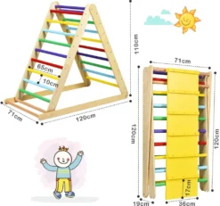 COSTWAY Kletterdreieck Klappbar Klettergerüst Holz Mit Leiter Zur Entwicklung Grobmotorischer Fähigkeiten Für Kleinkinder Ab 3 Jahren Mehrfarbig -Bestintex Geschaft 864f4b0f6f4da0be4d82efff09b04d9f
