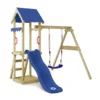 WICKEY Spielturm Klettergerüst TinyWave Mit Schaukel & Rutsche, Kletterturm Mit Sandkasten, Leiter & Spiel-Zubehör - Blau -Bestintex Geschaft 86f65698245b141f96498c71133f6813