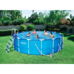 Bestway Steel Pro Max™ Frame Pool Komplett-Set, Rund, Mit Filterpumpe, Sicherheitsleiter & Abdeckplane 457 X 122 Cm -Bestintex Geschaft 8740806736d9b31b6a908027538a3faa