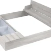 Roba Sandkasten 'Outdoor+' Mit Aufklappbarer Sitzbank, 2 Spielwannen & 4 Abnehmbaren Sitzplatten, Wetterfestes Massivholz, Grau Lasiert