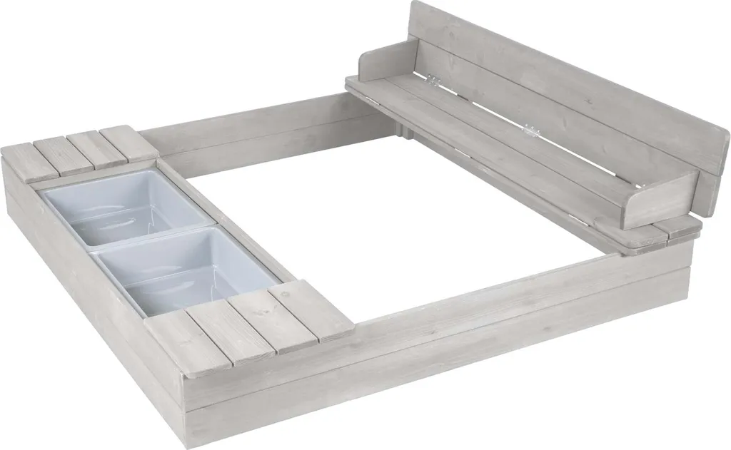 Roba Sandkasten 'Outdoor+' Mit Aufklappbarer Sitzbank, 2 Spielwannen & 4 Abnehmbaren Sitzplatten, Wetterfestes Massivholz, Grau Lasiert 3 Roba Sandkasten 'Outdoor+' Mit Aufklappbarer Sitzbank, 2 Spielwannen & 4 Abnehmbaren Sitzplatten, Wetterfestes Massivholz, Grau Lasiert