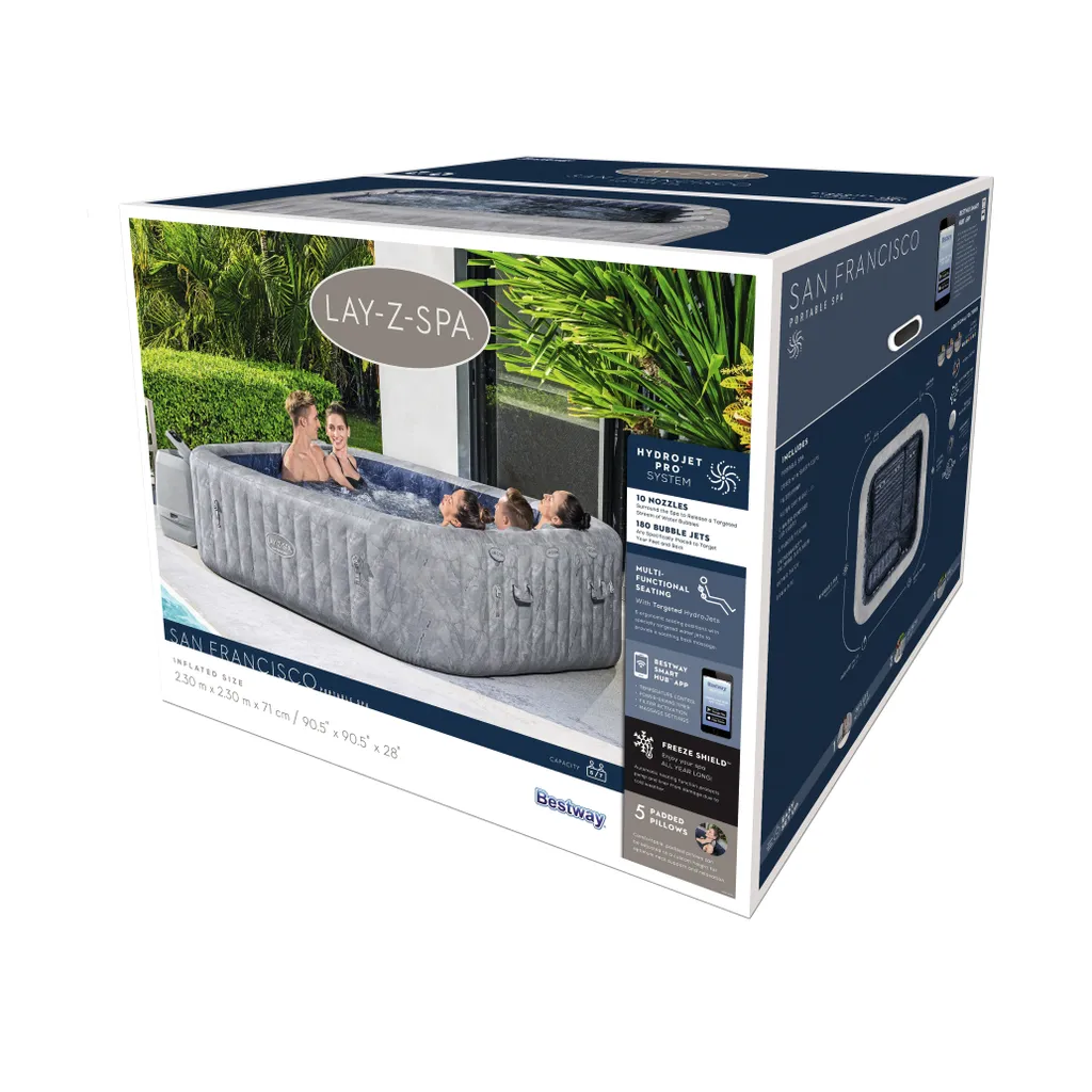 Bestway® LAY-Z-SPA® WLAN-Whirlpool San Francisco HydroJet Pro™ Ø 230 X 230 X 71 Cm, Eckig 6 Bestway® LAY-Z-SPA® WLAN-Whirlpool San Francisco HydroJet Pro™ Ø 230 X 230 X 71 Cm, Eckig – Bild 4