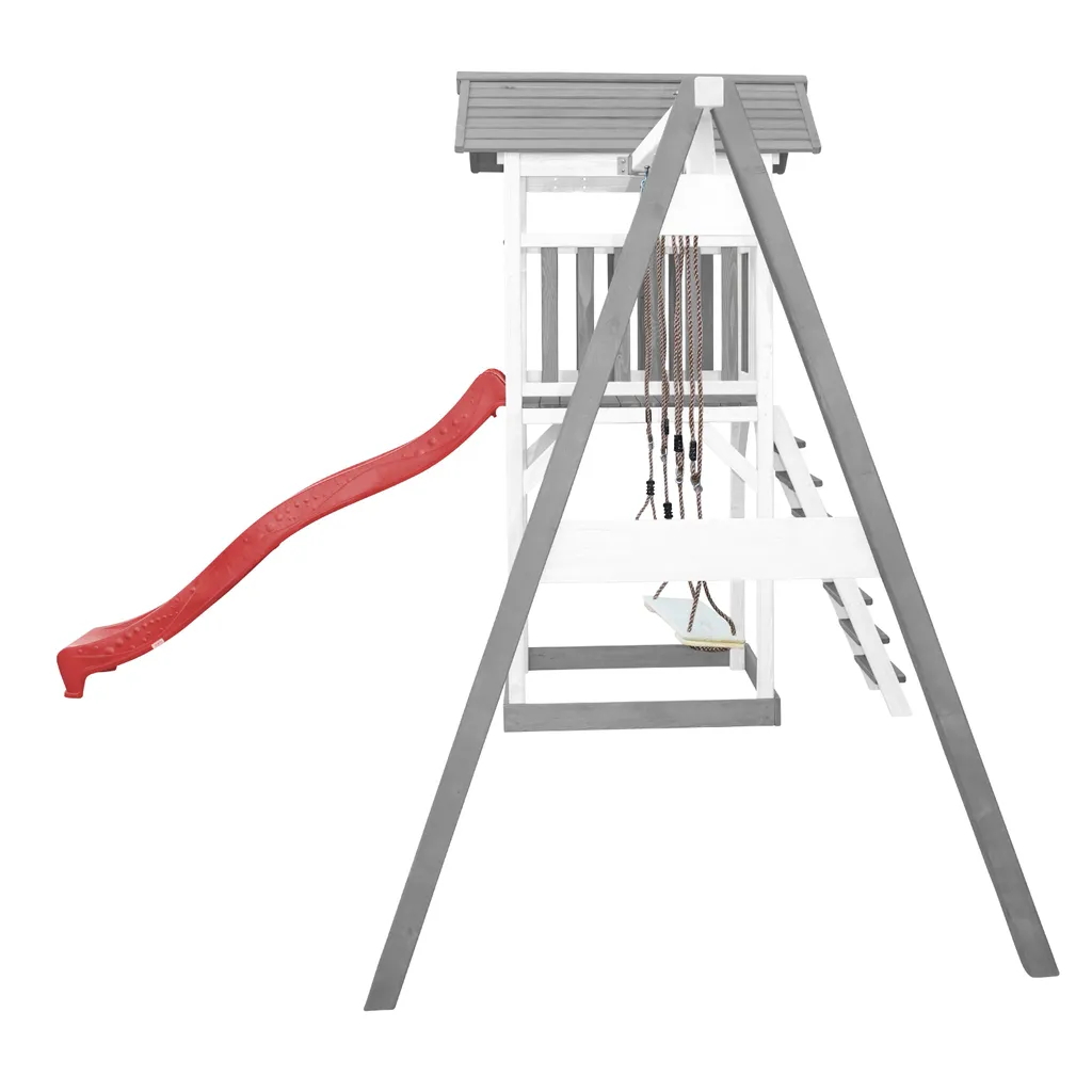 AXI Beach Tower Spielturm Aus Holz In Weiß & Grau | Spielhaus Für Kinder Mit Roter Rutsche, Doppelschaukel Und Sandkasten | Stelzenhaus Für Den Garten 10 AXI Beach Tower Spielturm Aus Holz In Weiß & Grau | Spielhaus Für Kinder Mit Roter Rutsche, Doppelschaukel Und Sandkasten | Stelzenhaus Für Den Garten – Bild 8