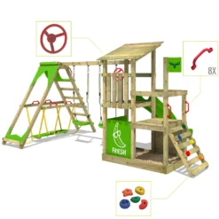 FATMOOSE Spielturm Klettergerüst FruityForest Mit Schaukel Surfswing & Rutsche, Kletterturm Mit Sandkasten, Leiter & Spiel-Zubehör – Rot 9 FATMOOSE Spielturm Klettergerüst FruityForest Mit Schaukel Surfswing & Rutsche, Kletterturm Mit Sandkasten, Leiter & Spiel-Zubehör – Rot -Bestintex Geschaft 88606e8a03f65749cdd3311be5ad1040 1