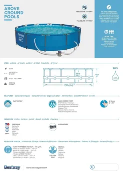 Bestway Pool Steel PRO Frame CM. 366X76 FUORITERRA, Farbe -Bestintex Geschaft 8914e3ff7fafc5e7f61b4251c6bcb97b