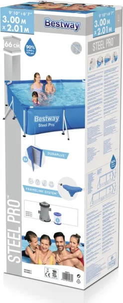 Bestway Frame Pool Deluxe Splash-Steel Pro 300 X 200 X 66 Cm, Mit Ablassventil, 3300 L -Bestintex Geschaft 89e281c41cbb7396af1b58c32de2c9b9