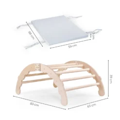 MAMOI® Kletterbogen, Kletterdreieck, Baby Klettern Mit Kissen, Regenbogenwippe Aus Holz, Holzbogen Für Kinder, Klettergerüst Indoor Ab 1/2/3 Jahre -Bestintex Geschaft 8d019487104bf6a3a5559cc04925cd4d