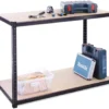 Garage Workbench & Shelving: 90cm High X 120cm Wide X 60cm Deep | Heavy Duty Racking Shelves For Storage, Black 2 Tier (300KG Per Shelf), 600KG Capacity | For Workshop, Shed, Office | 5 Year Warranty -Bestintex Geschaft 8deae3428243fc14293a497b22f53fd0