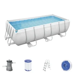 Bestway® Power Steel™ Frame Pool-Set Mit Filterpumpe 404 X 201 X 100 Cm , Lichtgrau, Eckig -Bestintex Geschaft 95492b1fc670e38bccf1868d573237ec