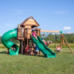 Backyard Discovery Cedar Cove Spielturm Aus Holz | XXL Spielhaus Für Kinder Mit Rutsche, Schaukel, Kletterwand & Aussichtsplattform | Stelzenhaus Für Den Garten -Bestintex Geschaft 962b036945e97ae7f38f12a61af05f16