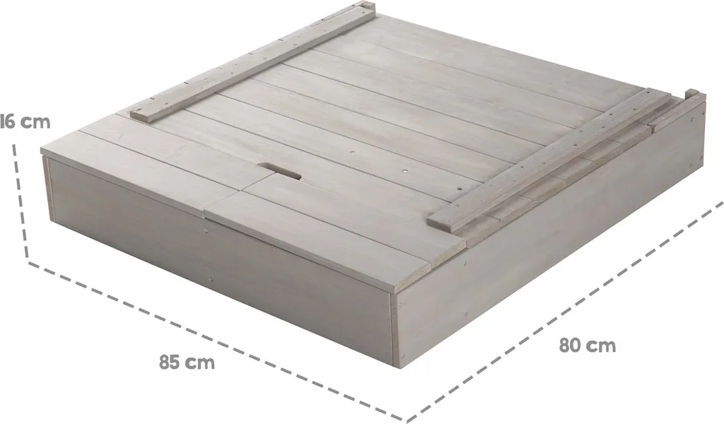 Roba Sandkasten Mit Deckel, HxBxT: 65,5 X 85 X 80 Cm, Sandkiste Aufklappbar Mit Tafel Und 3 Haken, Massivholz, Grau Lasiert, Wetterfest Und Umweltfreundlich, Aus Nachhaltiger Forstwirtschaft 7 Roba Sandkasten Mit Deckel, HxBxT: 65,5 X 85 X 80 Cm, Sandkiste Aufklappbar Mit Tafel Und 3 Haken, Massivholz, Grau Lasiert, Wetterfest Und Umweltfreundlich, Aus Nachhaltiger Forstwirtschaft – Bild 5