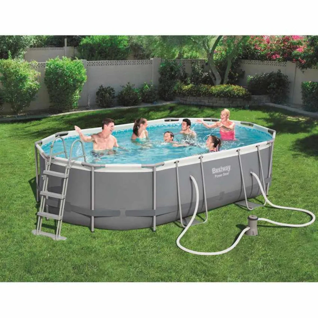 Bestway Power Steel Frame Pool Komplettset, Oval, 488 X 305 X 107 Cm (56448) 19 Bestway Power Steel Frame Pool Komplettset, Oval, 488 X 305 X 107 Cm (56448) – Bild 17