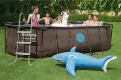 Bestway® Power Steel™ Swim Vista Series™ Aufstellpool Komplett-Set Mit Filterpumpe 427 X 250 X 100 Cm, Rattan-Optik (Schokobraun), Oval -Bestintex Geschaft 9808966ec73f3fbbd79928ac9bc24941