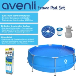 Avenli® Frame Pool Set 300 X 76 Cm, Aufstellpool Rund, Mit Pumpe, Blau -Bestintex Geschaft 988e55165ed17dace4647731e1c726d6