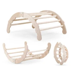 MAMOI® Kletterbogen, Kletterdreieck, Baby Klettern, Regenbogenwippe Aus Holz, Holzbogen Für Kinder, Klettergerüst Indoor Ab 1/2/3 Jahre