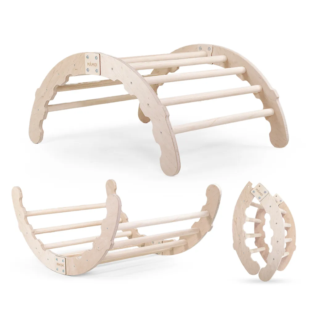MAMOI® Kletterbogen, Kletterdreieck, Baby Klettern, Regenbogenwippe Aus Holz, Holzbogen Für Kinder, Klettergerüst Indoor Ab 1/2/3 Jahre 3 MAMOI® Kletterbogen, Kletterdreieck, Baby Klettern, Regenbogenwippe Aus Holz, Holzbogen Für Kinder, Klettergerüst Indoor Ab 1/2/3 Jahre
