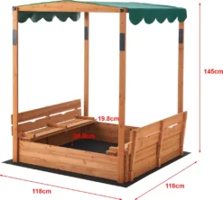 Sandkasten Pitsunda Mit Höhenverstellbarem Dach 145x118x118cm Holzsandkasten Sandkiste Deckel Klappbar 2 Sitzbänke -Bestintex Geschaft 9a3b2e805066f69486b5deae384f91b2
