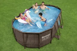 Bestway® Power Steel™ Swim Vista Series™ Aufstellpool Komplett-Set Mit Filterpumpe 427 X 250 X 100 Cm, Rattan-Optik (Schokobraun), Oval -Bestintex Geschaft 9ab8ee67c8e7a4c1422f322ae300cf0e