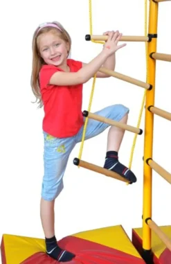 NiroSport Sprossenwand Für Kinderzimmer M1 200 - 250 Cm Weiß Holzsprossen Klettergerüst Kindersportgerät Aufbau Ohne Bohrungen -Bestintex Geschaft 9b60fbad16f9b02fc4866b4225731a8e