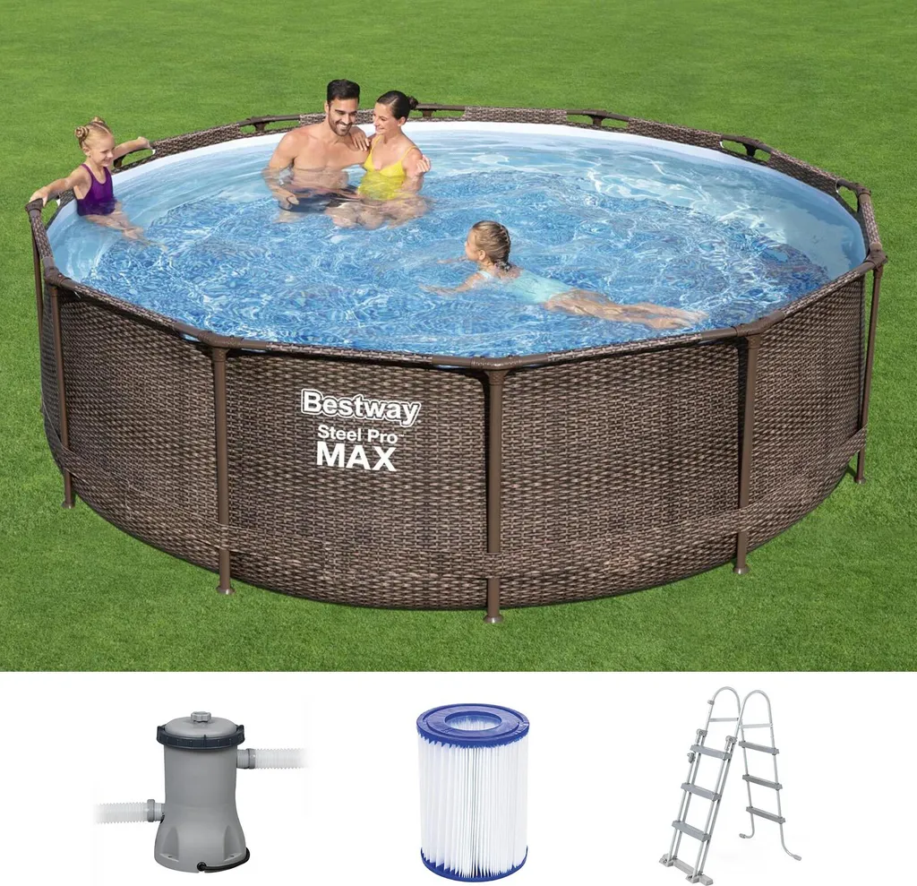 BESTWAY 56709 Steel Pro Max Frame Pool Set Rund Filterpumpe Leiter Braun 366x100 12 BESTWAY 56709 Steel Pro Max Frame Pool Set Rund Filterpumpe Leiter Braun 366x100 – Bild 10