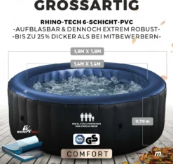 Miweba MSpa Whirlpool Comfort Bergen C-BE041 - Indoor & Outdoor-Whirlpool (Anthrazit/Blau) - Aufblasbar - 4 Personen - UV-C Filter - Anti-Frost-System - Verschließbare Poolabdeckung -Bestintex Geschaft 9c9f6dfe6afd881bd4316eed7e8020f7