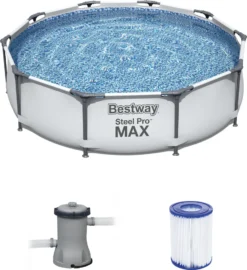 Bestway 56408 Rund Aufstellpool Stahl Pro Max 305x76 CmGestalten: Rund, Maße: 3 - 3,99 M, Filterpumpe: 58381 -Bestintex Geschaft 9f5099a1cc0c6fe8439e219ec4fc0f52