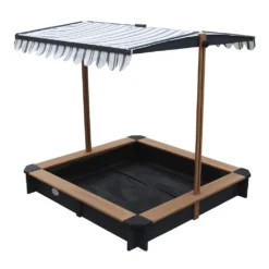 AXI Sandkasten Lily Aus Holz Mit Verstellbarem Dach In Anthrazit & Braun | Sand Kasten Mit Abdeckung Für Kinder Mit Sitzecken | 118 X 118 Cm