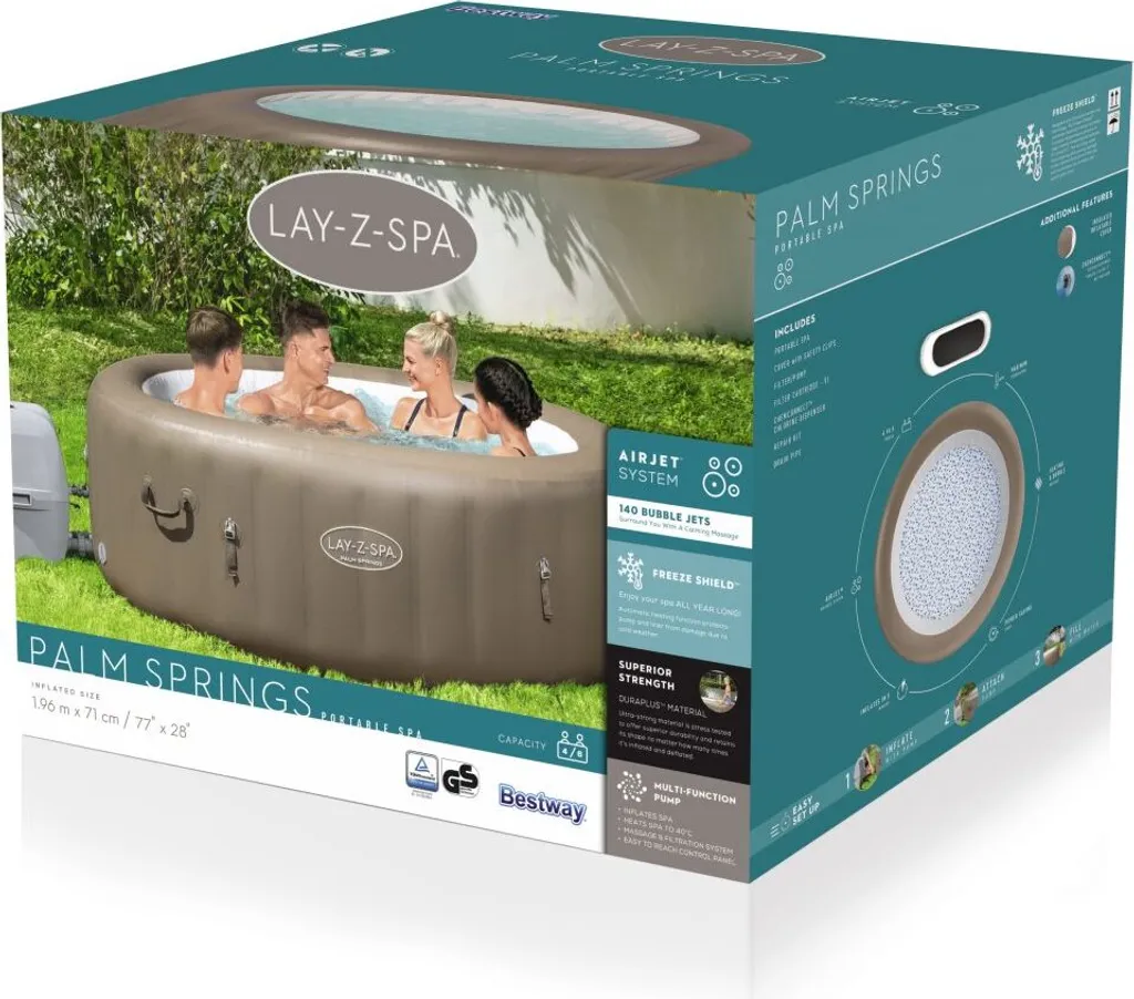 Bestway LAY-Z-SPA® Whirlpool Palm Springs AirJet™ Rund, 196x71cm 60017 13 Bestway LAY-Z-SPA® Whirlpool Palm Springs AirJet™ Rund, 196x71cm 60017 – Bild 11