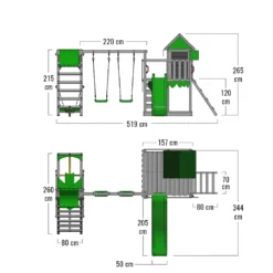 FATMOOSE Spielturm Klettergerüst JazzyJungle Mit Schaukel SurfSwing & Rutsche, Spielhaus Mit Sandkasten, Leiter & Spiel-Zubehör - Apfelgrün -Bestintex Geschaft a3b26f210182eac9bab5777f444a795b