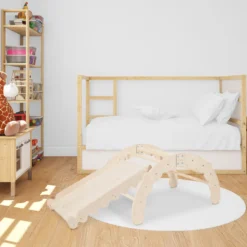 MAMOI® Kletterbogen Mit Rutsche, Kletterdreieck, Baby Klettern, Regenbogenwippe Aus Holz, Holzbogen Für Kinder, Rutschbrett Für Spielplatz, Mini Klettergerüst Indoor Ab 1/2/3 Jahre -Bestintex Geschaft a3fad0d5f7877af44a05b12b8a6bc638