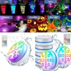 4-er/set 7cm Poolbeleuchtung Mit Saugnapf Unterwasser Licht 13-LED Wasserdichte Tauchen Licht Fernbedienung