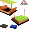 Ladanas® Sandkasten Holz- 140 X 140- Mit Faltbaren Bänken XXL& Verstellbarem Dach- UV50- Sandkiste Kinder & Imprägniert & Sonnendach (grün) -Bestintex Geschaft a59240a8e4468150caab3df22edb0524