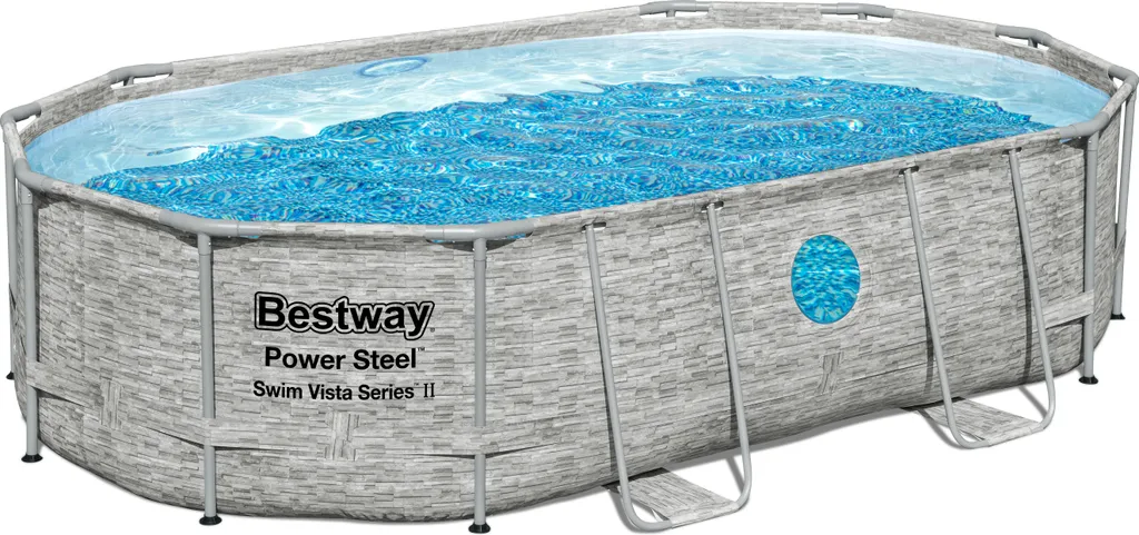 Bestway® Power Steel™ Swim Vista Series™ Frame Pool Komplett-Set Mit Sandfilteranlage 488 X 305 X 107 Cm , Steinwand-Optik (Cremegrau), Oval 3 Bestway® Power Steel™ Swim Vista Series™ Frame Pool Komplett-Set Mit Sandfilteranlage 488 X 305 X 107 Cm , Steinwand-Optik (Cremegrau), Oval